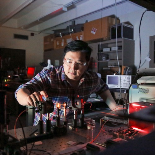 Student working in a lab.