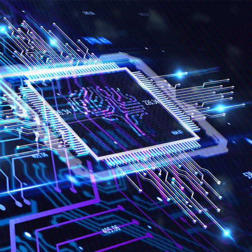 Computer chip with an image of a brain
